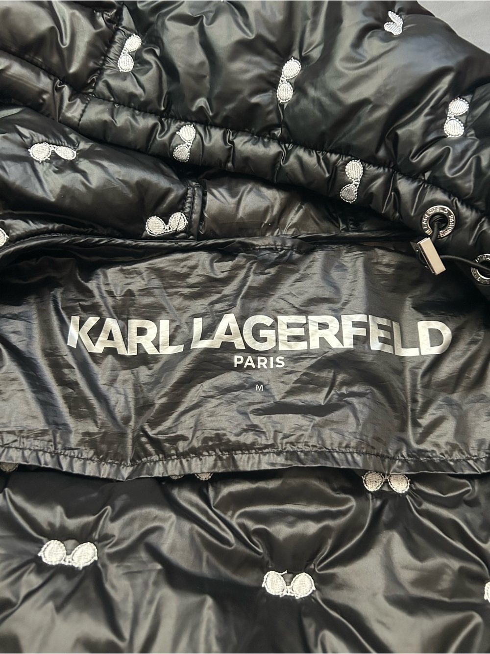 Karl Lagerfeld Kids Black Puffer Jacket with Logo Detail